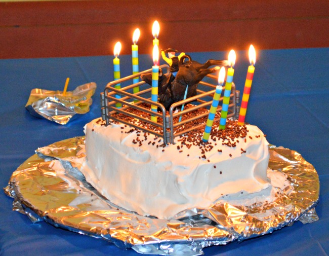 Homemade Cowboy Birthday! 11 #cowboy #western themed birthday party. Rodeo ice cream cake, at Walking in High Cotton