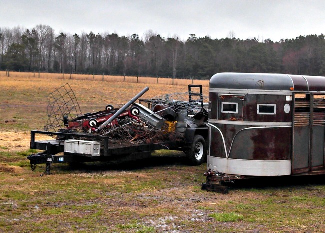 We recycled that whole pile of scrap metal--but not our horse trailer! That's up for a re-paint this year.