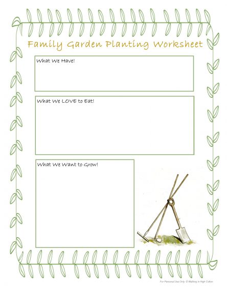 family garden planting worksheet