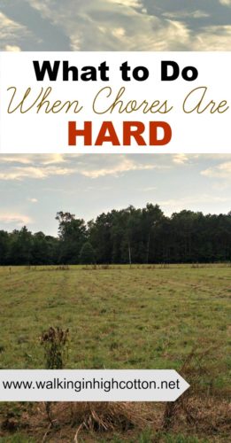 How to handle it when chores are HARD. Be calm, be consistent, be available. {from Walking in High Cotton}