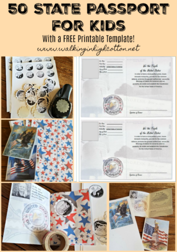 DIY 50 State Passport for Kids...travel and learning fun with FREE Printable Template...via Walking in High Cotton
