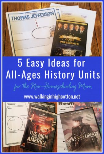 5 easy ideas for all-ages history unit studies. Perfect for relaxed summer engagement, homeschooling, or unexpected crisis learning. via Walking in High Cotton